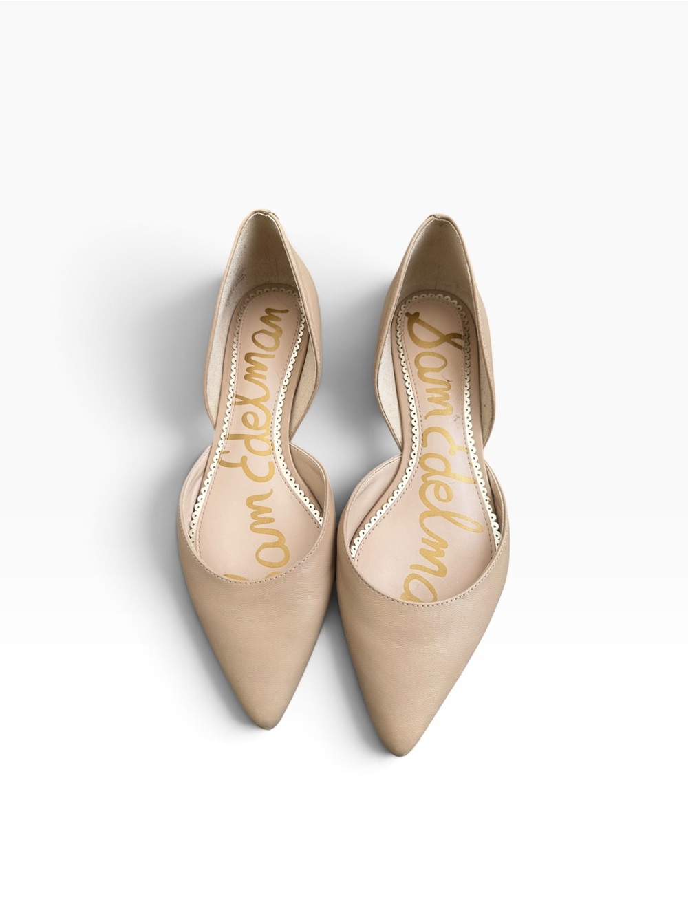 Sam Edelman Rodney Leather D'Orsay Pointed Toe Flats - Classic Nude Size 7
